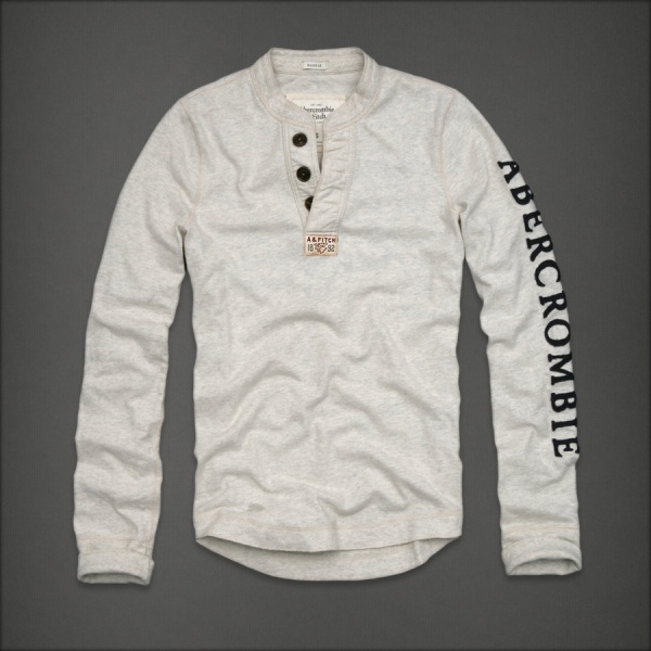 Abercrombie Fitch Hombres Ponte de pie de cuello Largo Remera AF6205